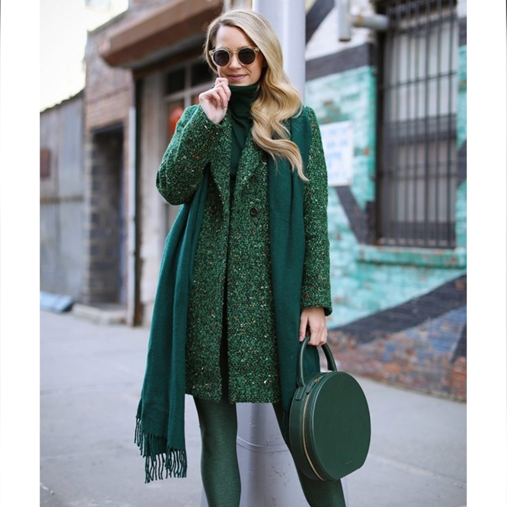 J.Crew Daphne Italian Tweed Coat Topcoat Overcoat Green Size 6